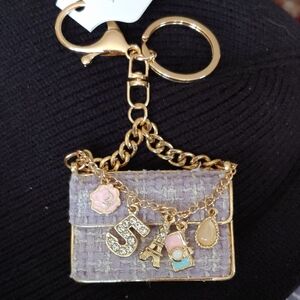Gold and Purple Keychain with Charms